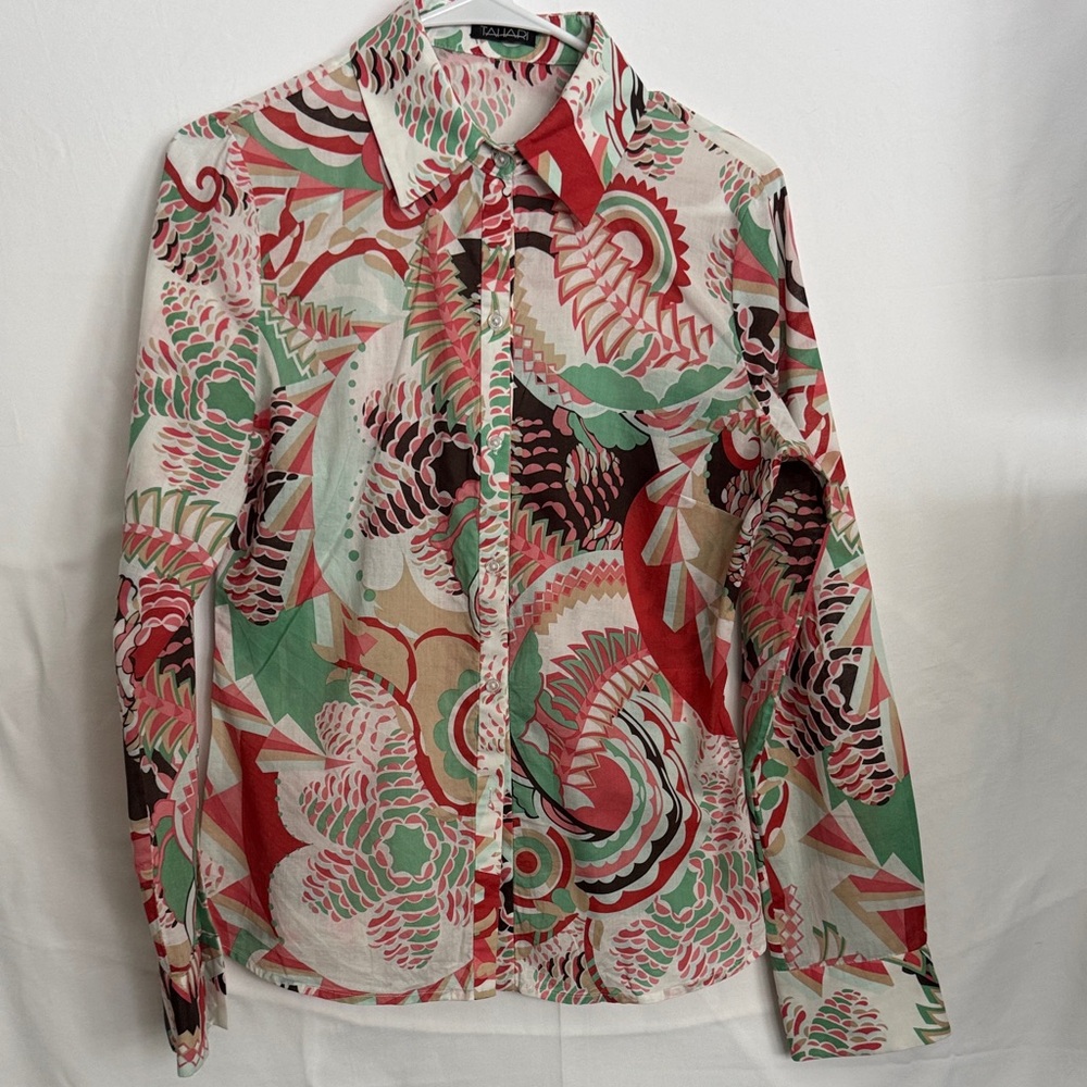 Tahari Woman Multicolor Abstract Blouse